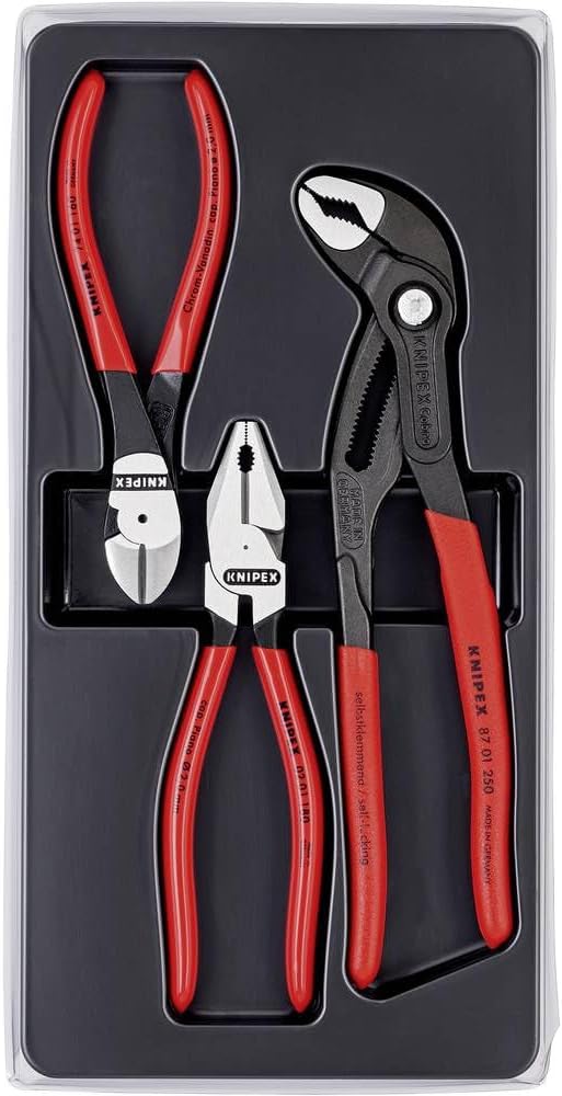 Detalle de クニペックス KNIPEX 00 20 10 プライヤーセット 強力型ペンチ・斜ニッパー・コブラの3本組