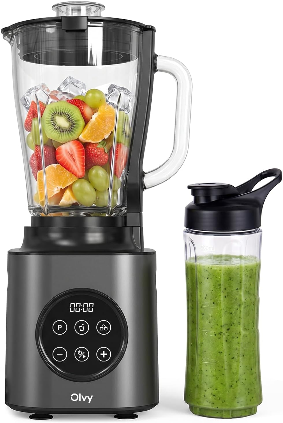 Detalle de Olvy blender met glazen kan van 1,5 liter, 1000 W en 9 snelheden