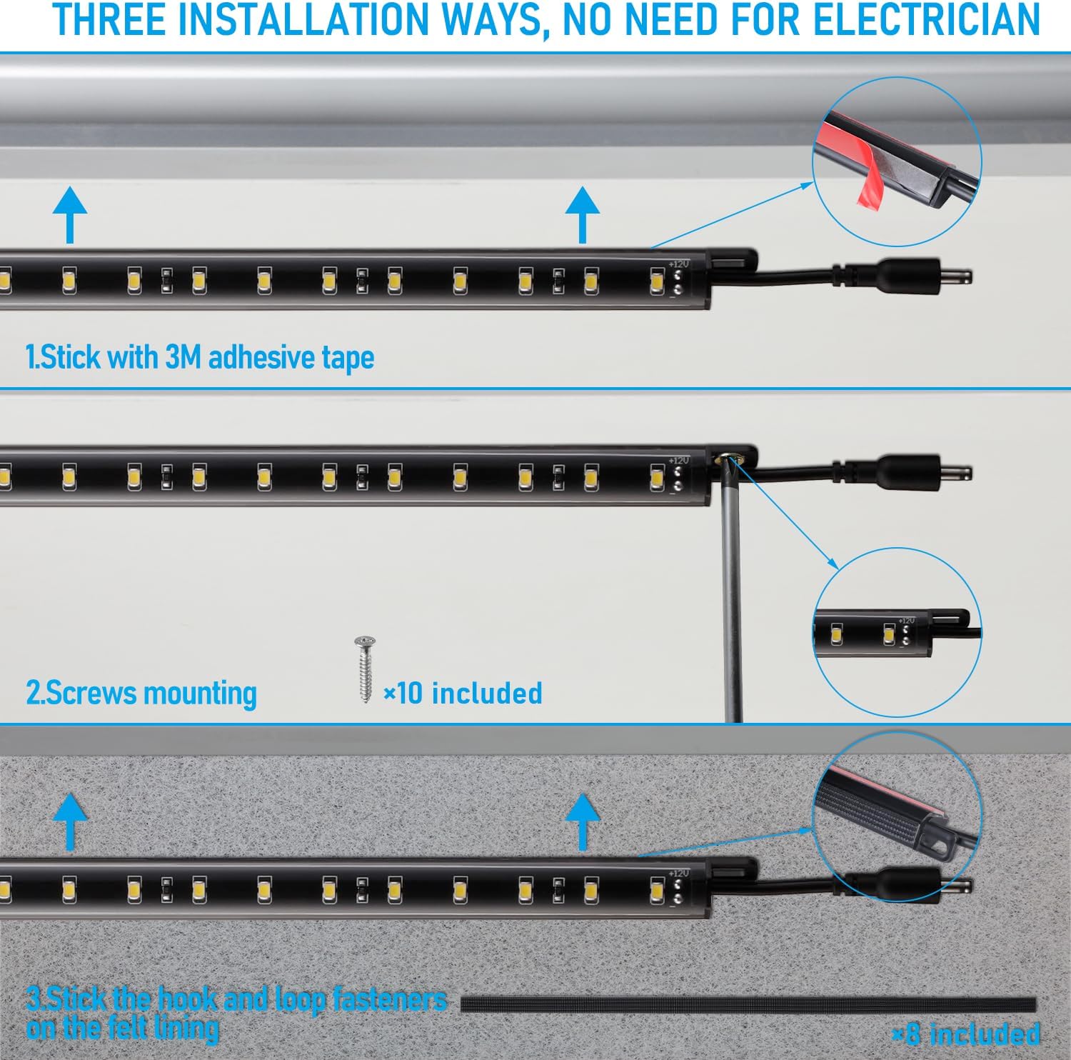 Detalle de TORCHSTAR MHSTPK-SS50 LED Safe Lighting Kit, 4 Bars, 5000K Motion Sensor