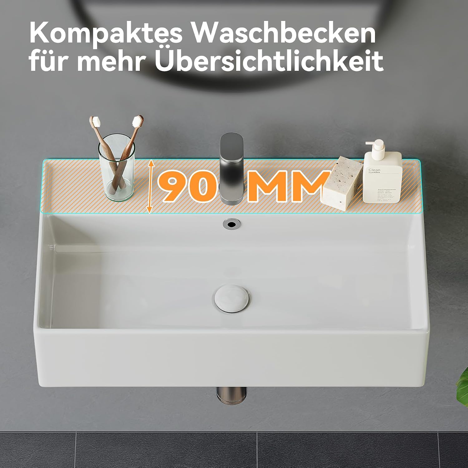 Detalle 1 de HOROW Waschbecken mit dünnem Rand, 55 cm