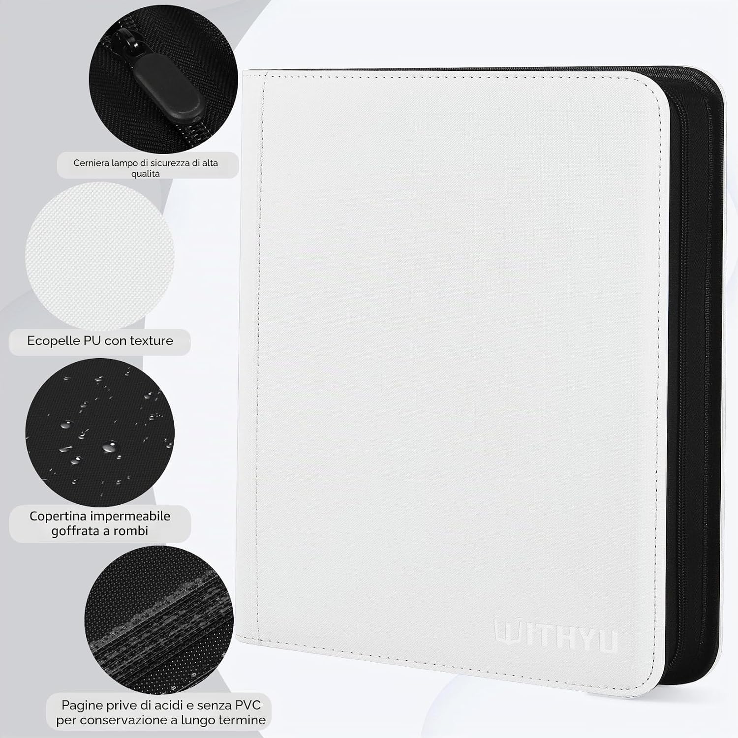 Thumbnail 4 de WITHYU Album da Collezione per Carte 12 Tasche, 720 Carte, Impermeabile con Chiusura Lampo — Protezione, Vetrinatura e Portabilità