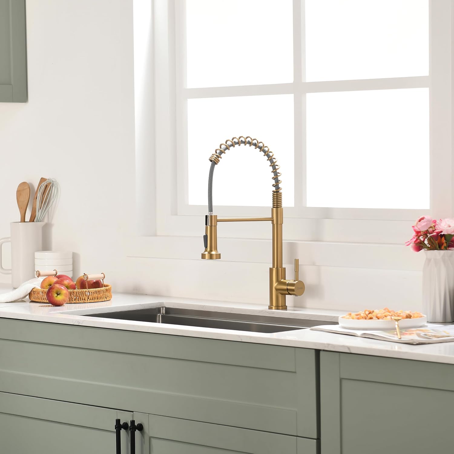 Thumbnail 6 de GIMILI Kitchen Faucet with Pull-Down Sprayer — Brushed Gold, Single Hole Stainless Steel