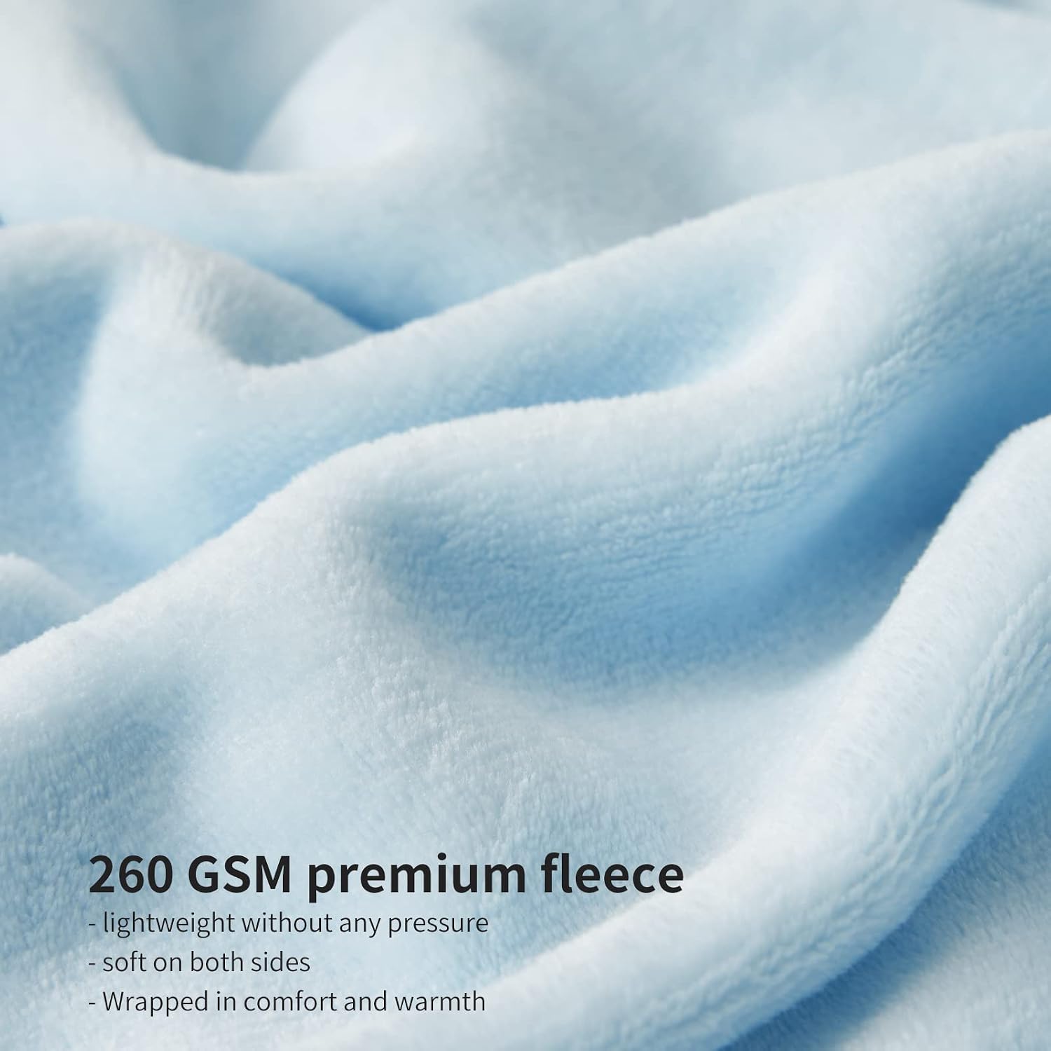 Thumbnail 5 de Aisbo Light Blue Throws Blanket for Sofas – 130x150cm Single Fluffy Fleece Throw