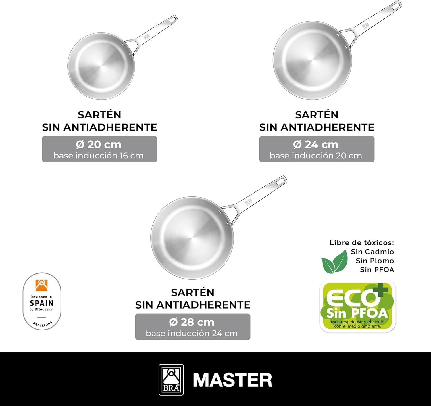 Thumbnail 1 de BRA Master Set de Sartenes Acero Inoxidable, Inducción