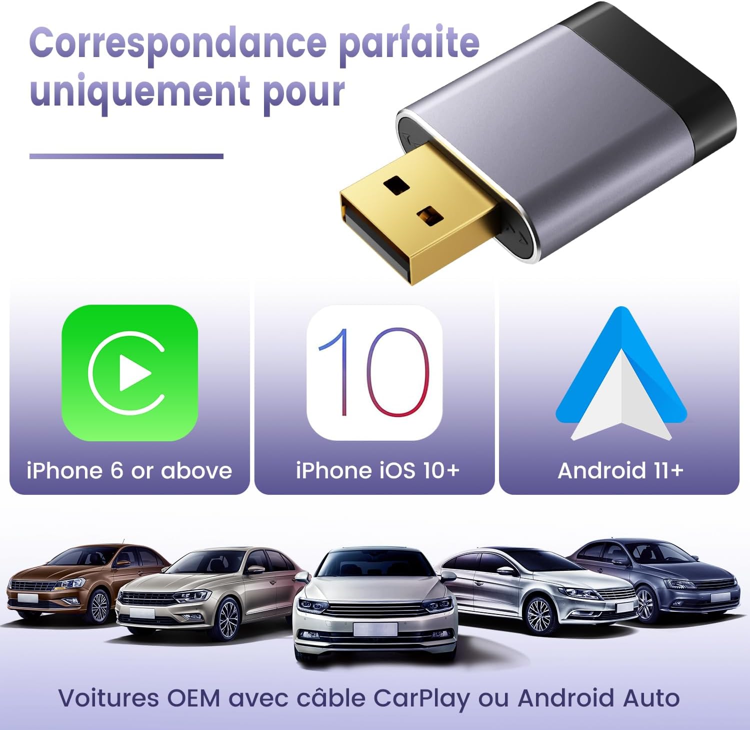 Thumbnail 6 de Mini Adaptateur CarPlay sans Fil pour Apple/Android Auto – Connexion rapide, sans latence et sans surchauffe