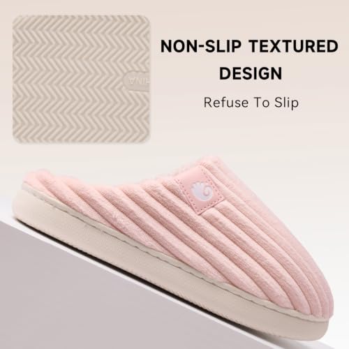 Thumbnail 2 de Guyarns Chaussons d'Hiver pour Femmes et Hommes - Semelle à mémoire de forme, Velours côtelé, Doublure fuzzy, Rose, T 40/41 EU