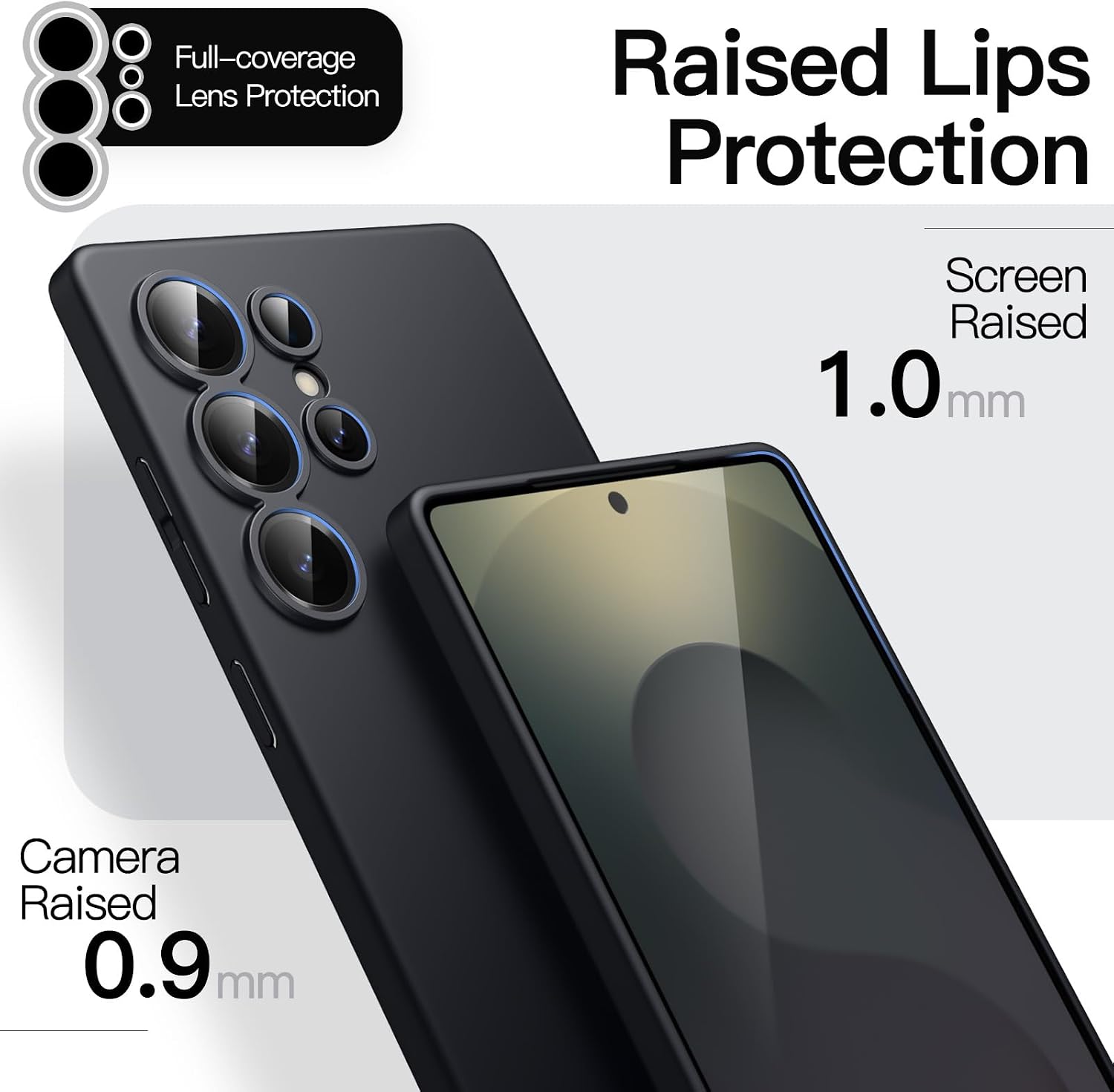 Detalle 2 de JETech tunt skal för Samsung Galaxy S25 Ultra, matt Titanium Black med kameralinsskydd