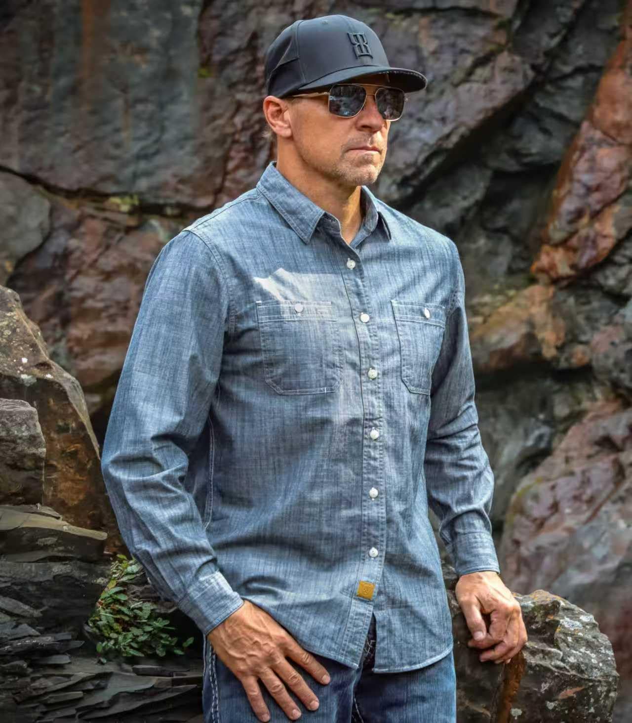 Thumbnail 1 de Dubinik Chambray Hemd für Herren (Langarm, Regular Fit) mit 2 Brusttaschen aus Baumwolle