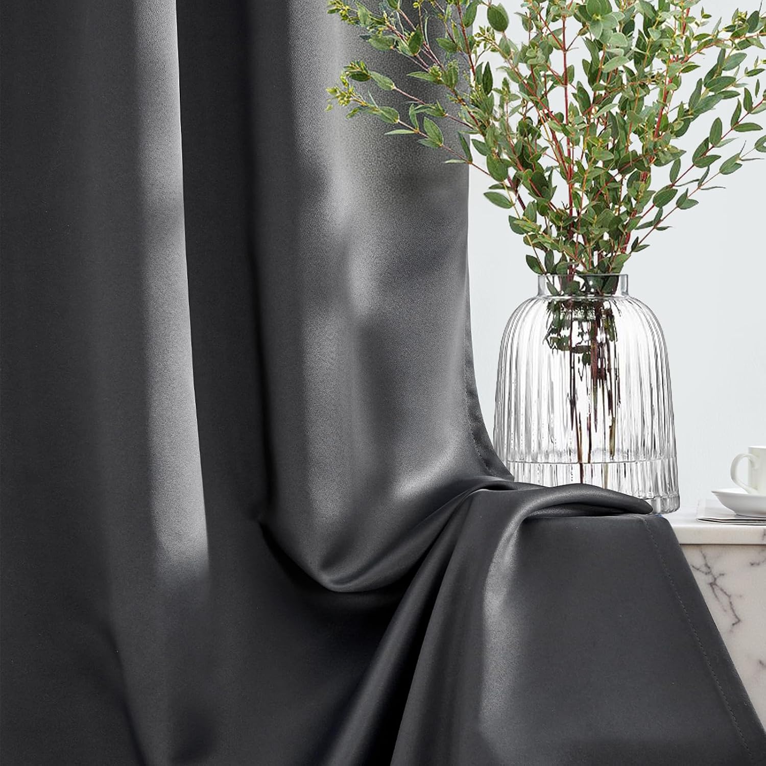 Thumbnail 6 de TOPICK Blackout Curtains for Bedroom — Grey, 2 Panels, 55" x 69" with Metal Eyelets