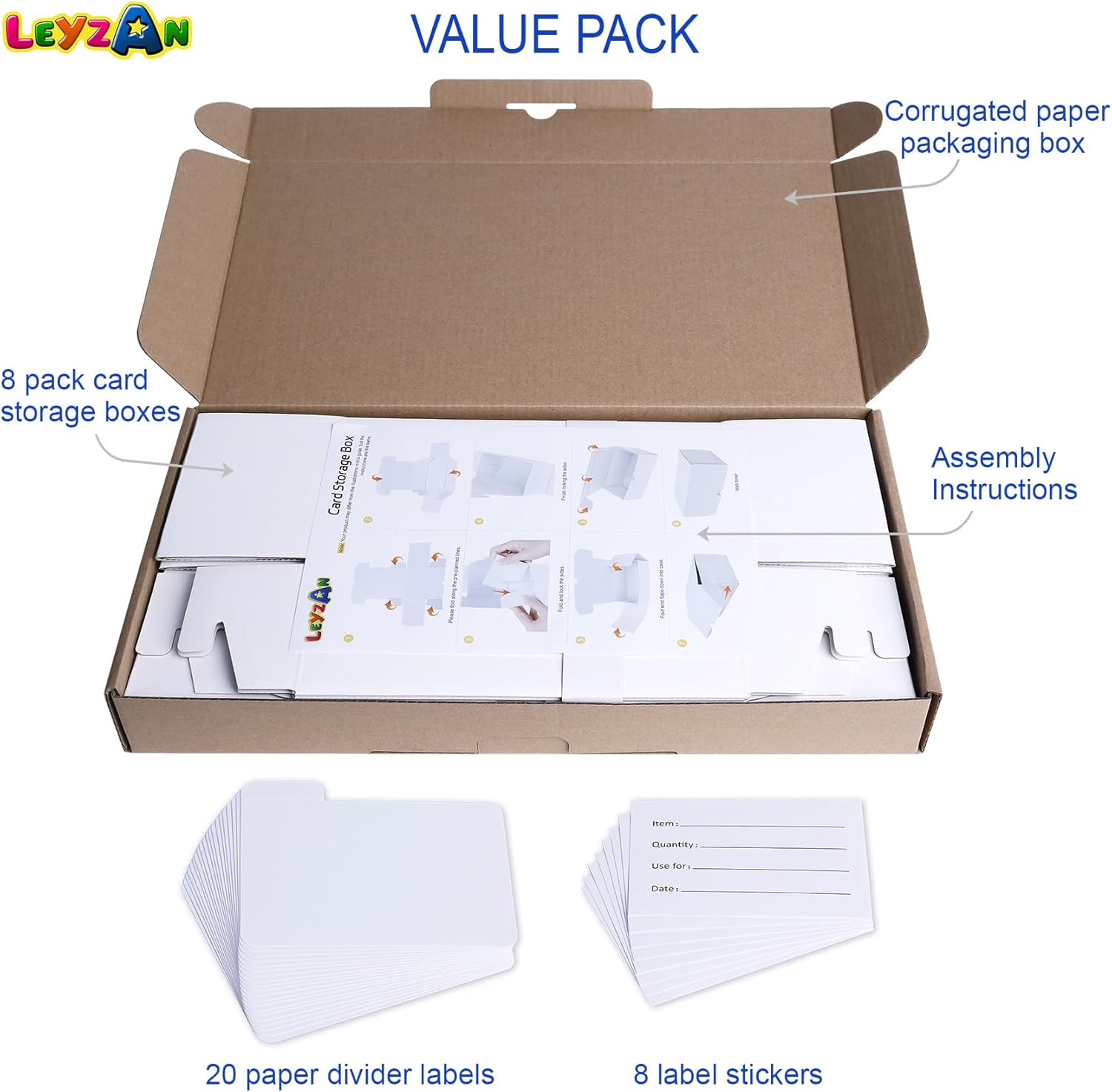 Thumbnail 6 de Leyzan Trading-Card Storage Box (8-Pack, 1000 Count) with Dividers & Labels