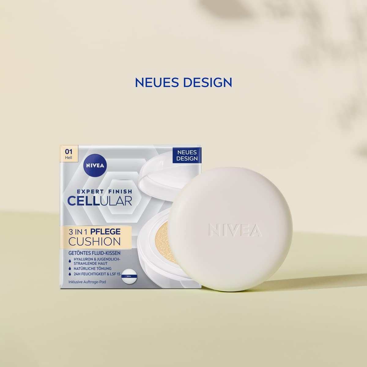 Detalle 2 de NIVEA Cellular Expert Finish 3in1 Pflege Cushion LSF 15 Make-up Cushion (helle Hauttöne) – Packung mit 2