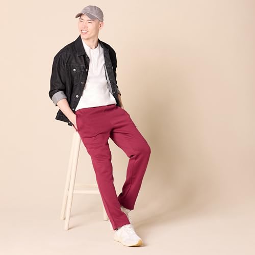 Detalle 1 de Amazon Essentials pantalones deportivos de forro polar, bajo abierto, rojo oscuro, XXL