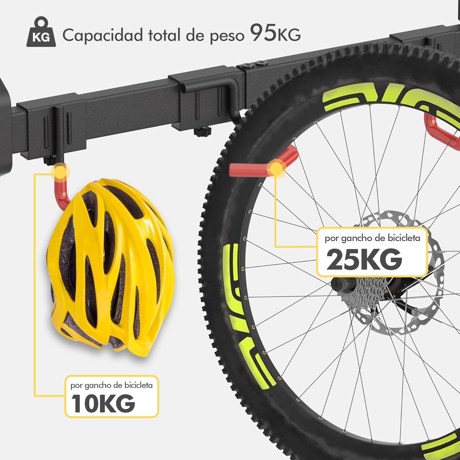 Detalle de Mimoke Soporte Vertical para Bicicletas 🧗♂️ Organizador de Garaje
