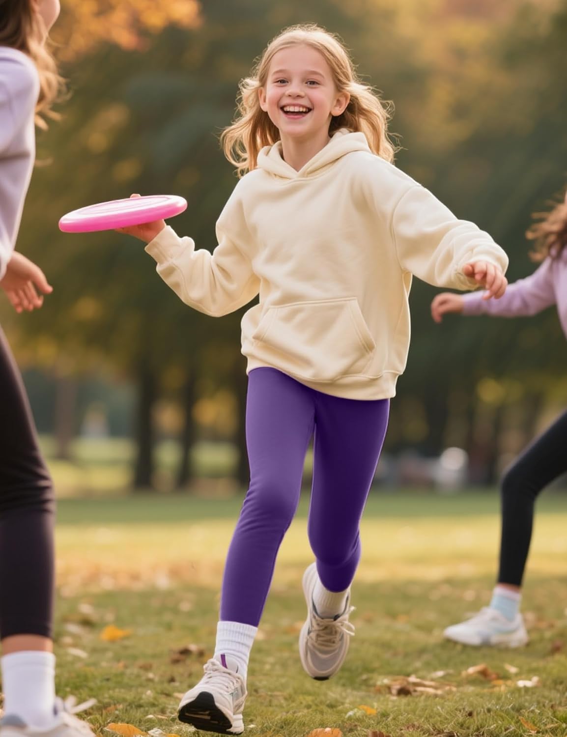 Detalle de KEREDA 3er-Pack Leggings für Mädchen – Sporthose aus Baumwolle mit Elasthan (Lang)