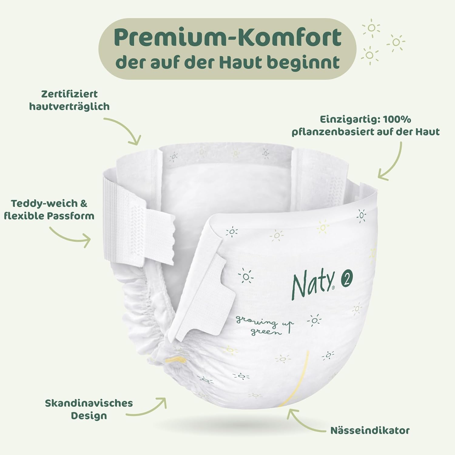 Thumbnail 6 de Naty BioEmbrace Baby Windeln Größe 2 (3–6 kg) – 132 Stück