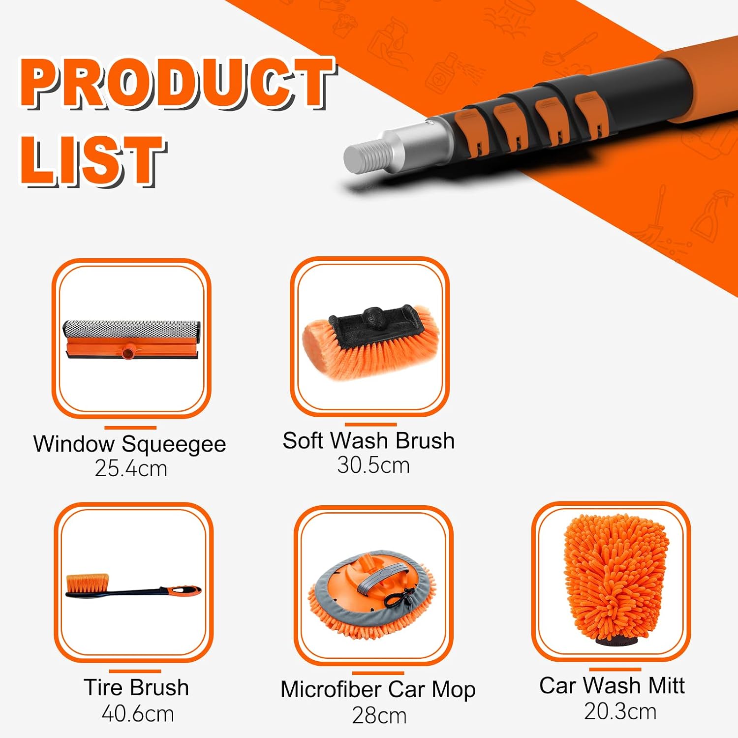 Thumbnail 1 de SISUPASSIE 4.8m Car Wash Brush Long Handle – All-in-One Cleaning Kit