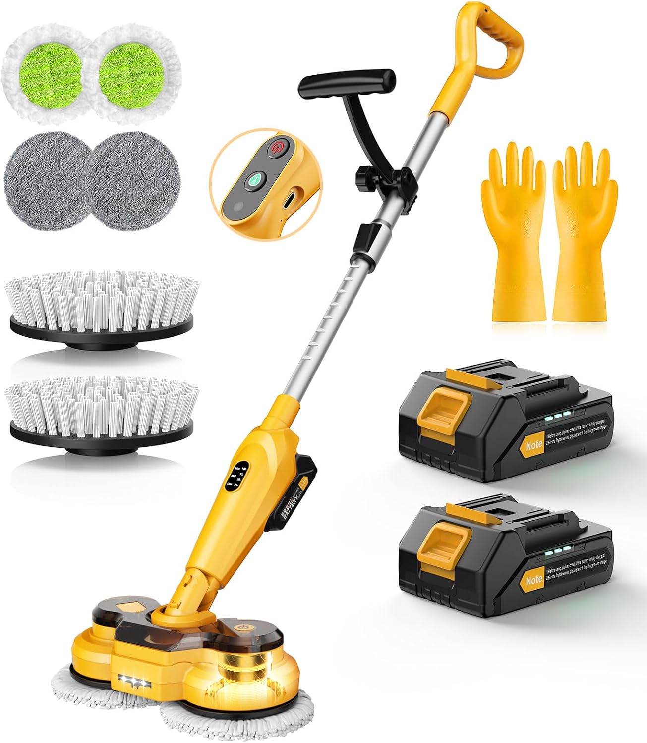 qimedo M3 Pro 6000mAh Cordless Electric Mop & Scrubber — 800 RPM, Smart Display, LED Light, Water Spray