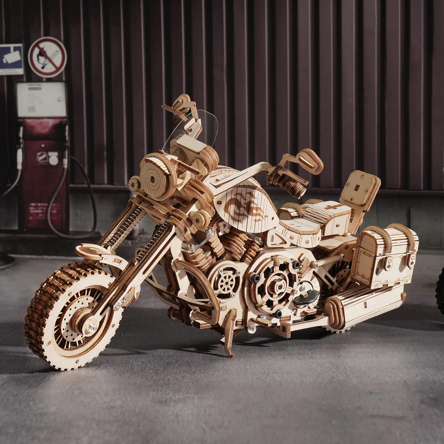 Detalle de ROBOTIME LK504 : Maquette 3D Motocyclette en bois, puzzle mécanique (420 pièces)