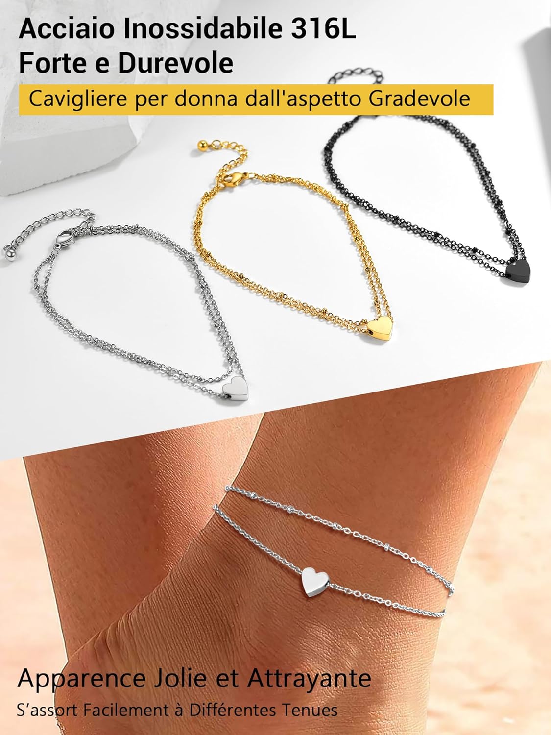 Thumbnail 5 de PROSTEEL Cavigliera Creativa Manette a Catena Regolabile: stile minimale in acciaio per l’estate