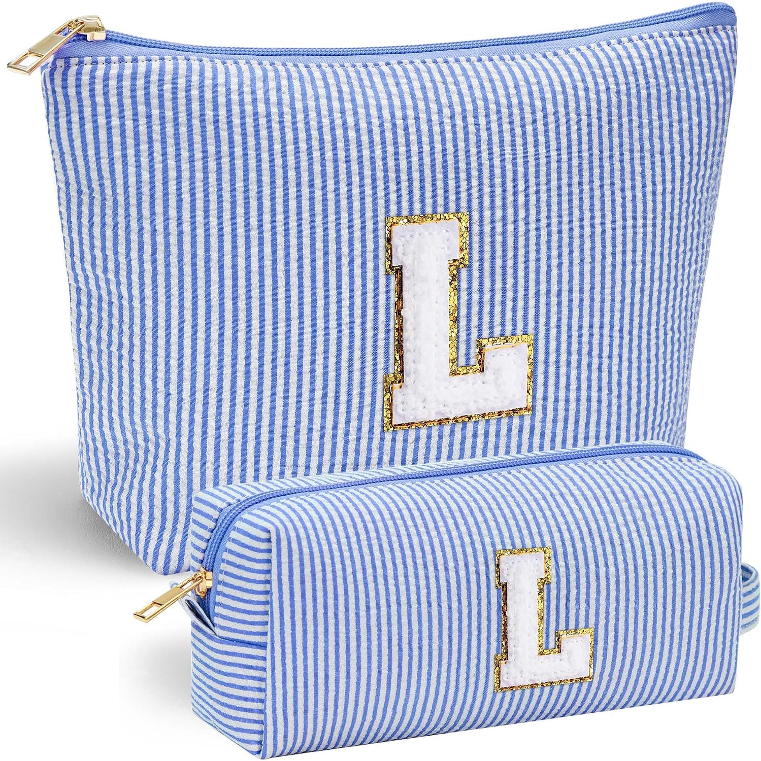 Parima personalisierte Make-up-Tasche mit Initialen – Große und Kleine Ausführung, blau oder lila