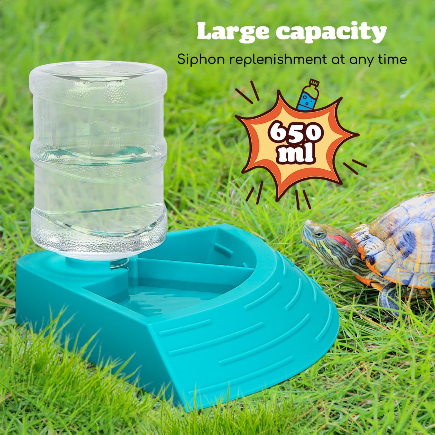 Detalle de Nobleza alimentatore automatico per rettili con distributore d’acqua e ciotola 2 in 1 (Blu, Taglia L)
