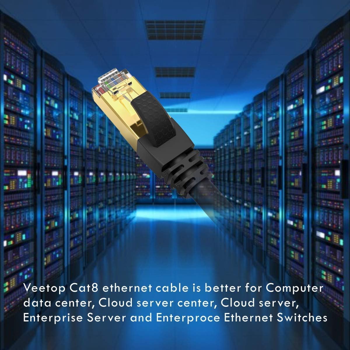 Thumbnail 6 de Veetop CAT8 Ethernet Cable 1m/3ft 3-Pack with Gold Plated RJ45 Connectors