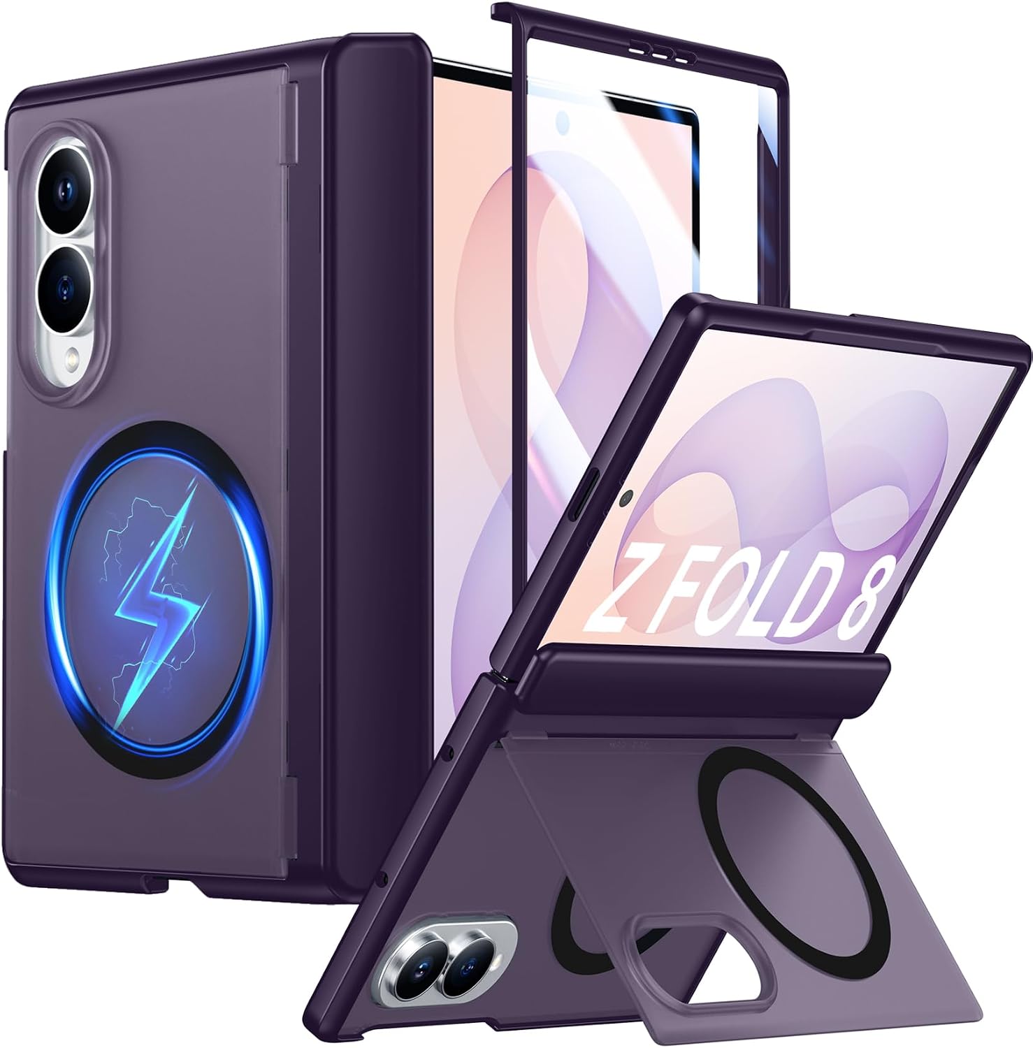Detalle de SPIDERCASE Galaxy Z Fold 8 Case, Purple TPU with Kickstand and Hinge Protection