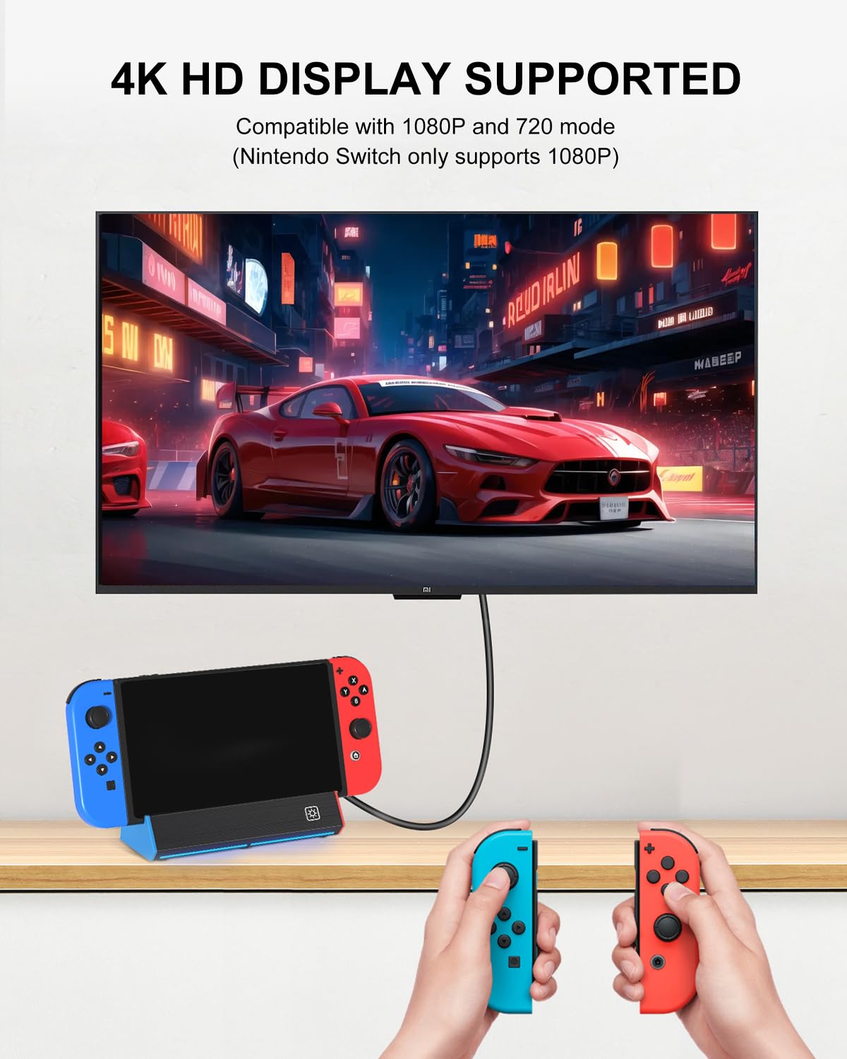 Detalle de iPLYGAM Switch1 TV Dock (1000Mbps Ethernet, 4K HDMI, 7-in-1 ports) for Nintendo Switch & Switch OLED