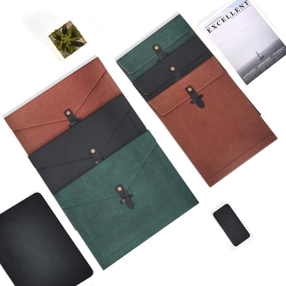 Thumbnail 6 de QiXin Brown PU Leather File Folder with Snap Closure