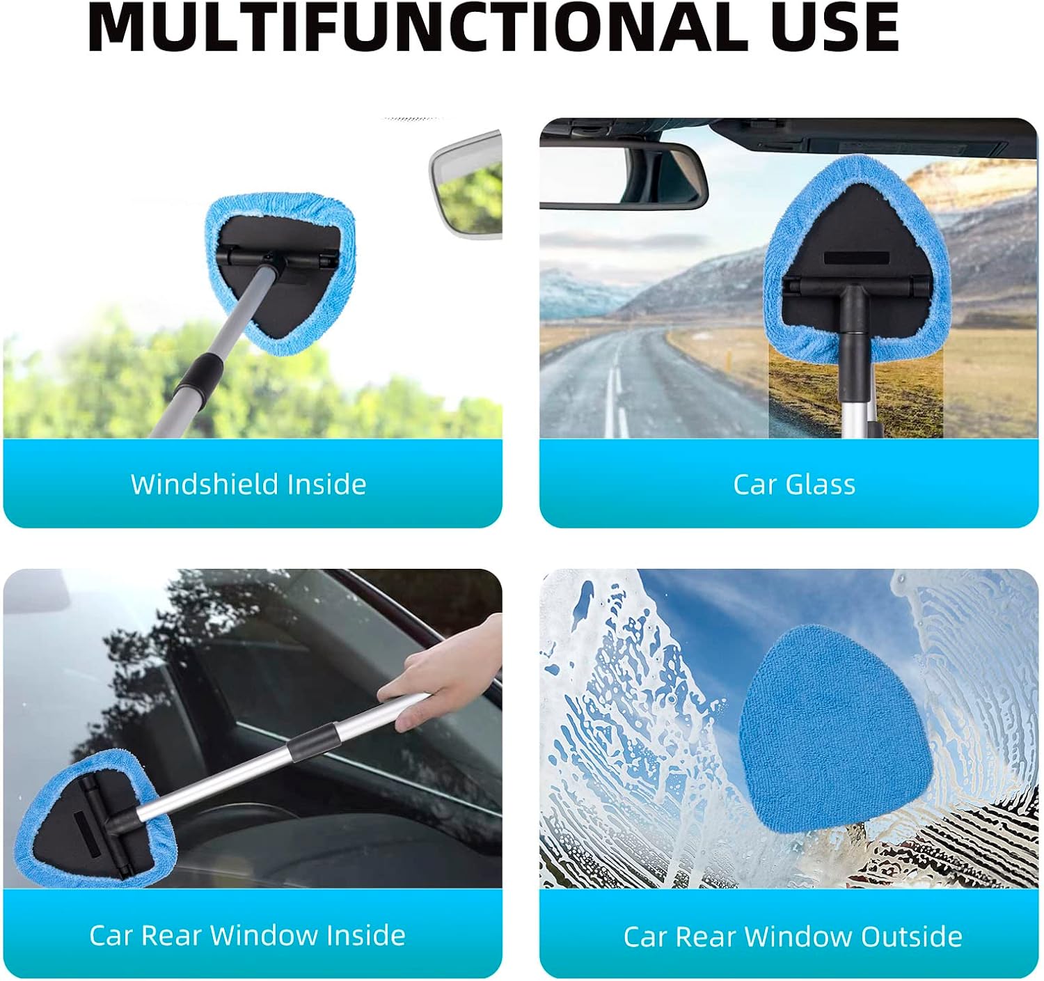 Thumbnail 6 de deuvuo Upgraded Car Windscreen Cleaner — Inside Set (9 Pcs) with 6 Reusable Microfiber Pads
