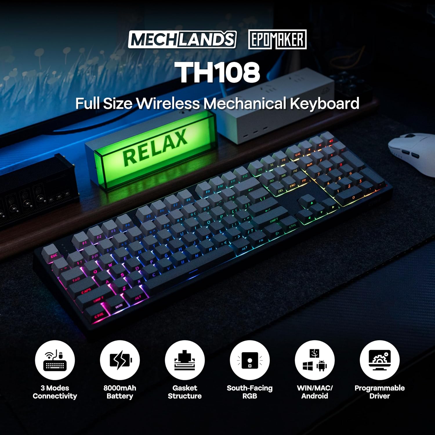 Thumbnail 1 de MechLands EPOMAKER TH108 Full Size Mechanical Keyboard