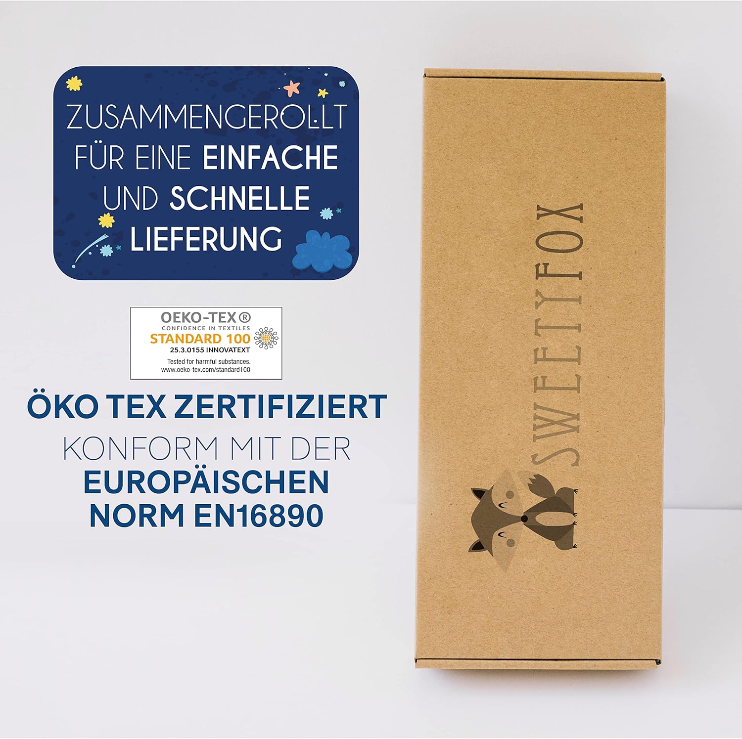 Thumbnail 6 de Sweety Fox Baby Matratze 60 x 120 cm (Oeko-TEX, EN 16890+A1, Made in EU) – 11 cm, wendbar Sommer/Winter