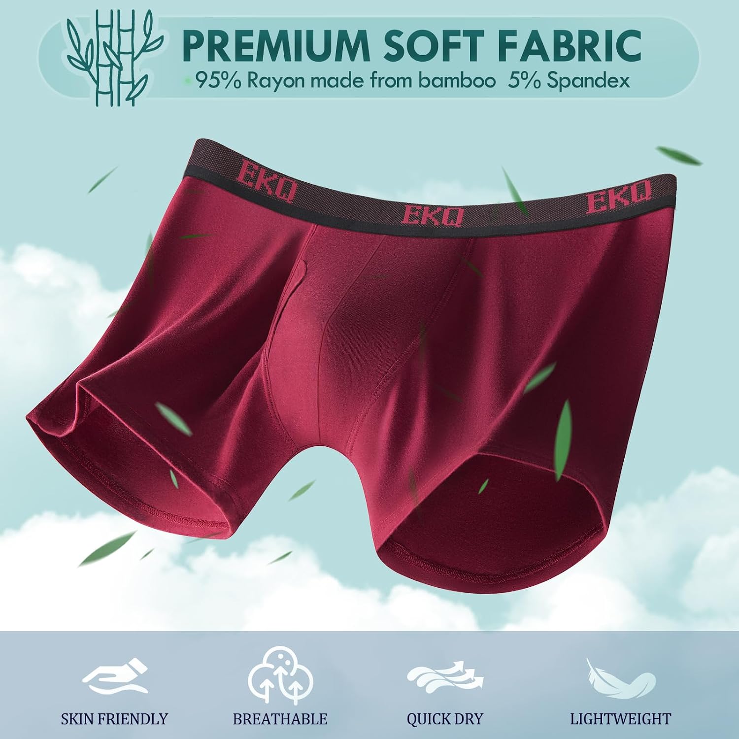 Detalle 2 de EKQ Bamboo Boxers 7 Pack Breathable