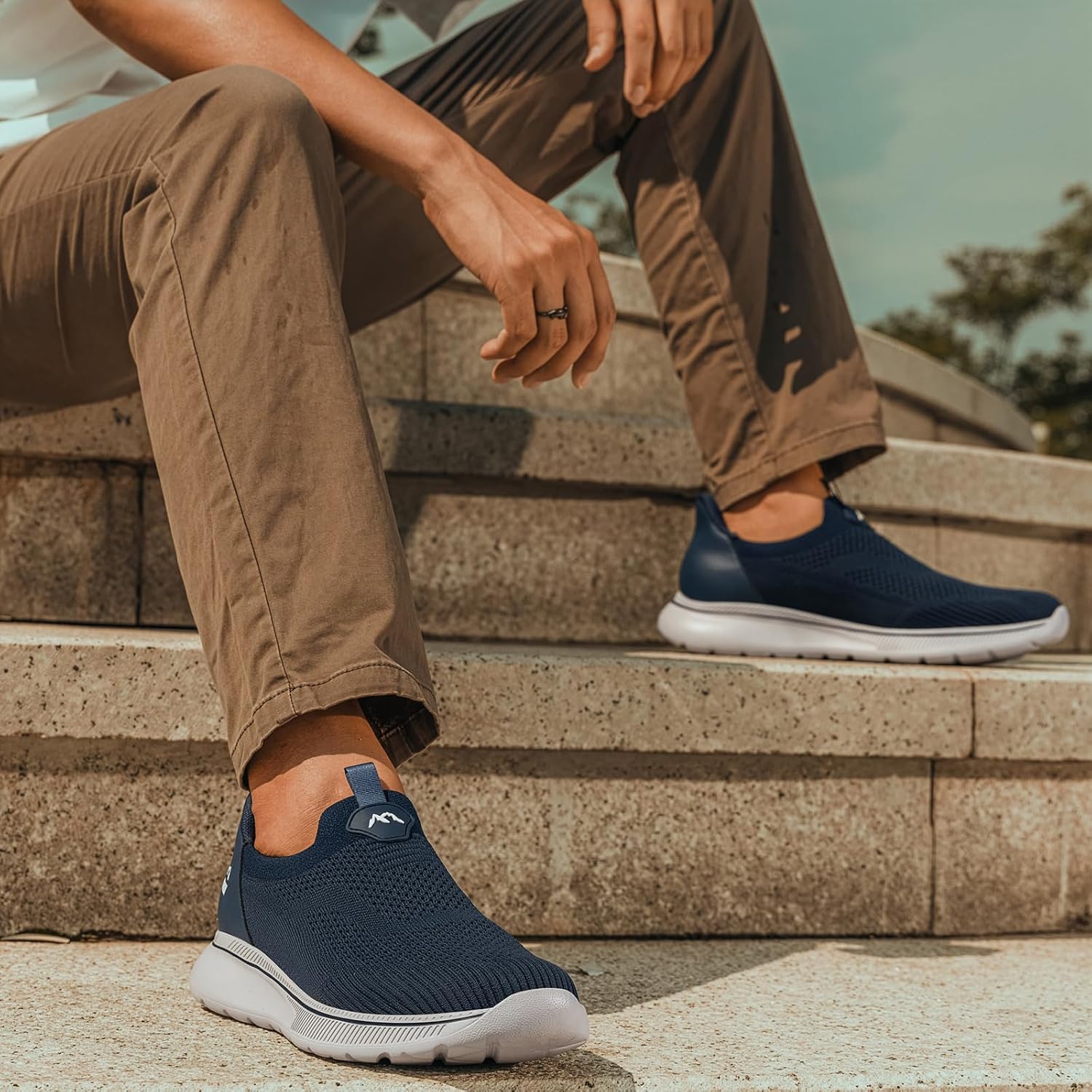 Detalle de ODCKOI Slip On Sneaker Herren – Hands Free Slipper ohne Schnürsenkel, atmungsaktiv, rutschfeste Sohle