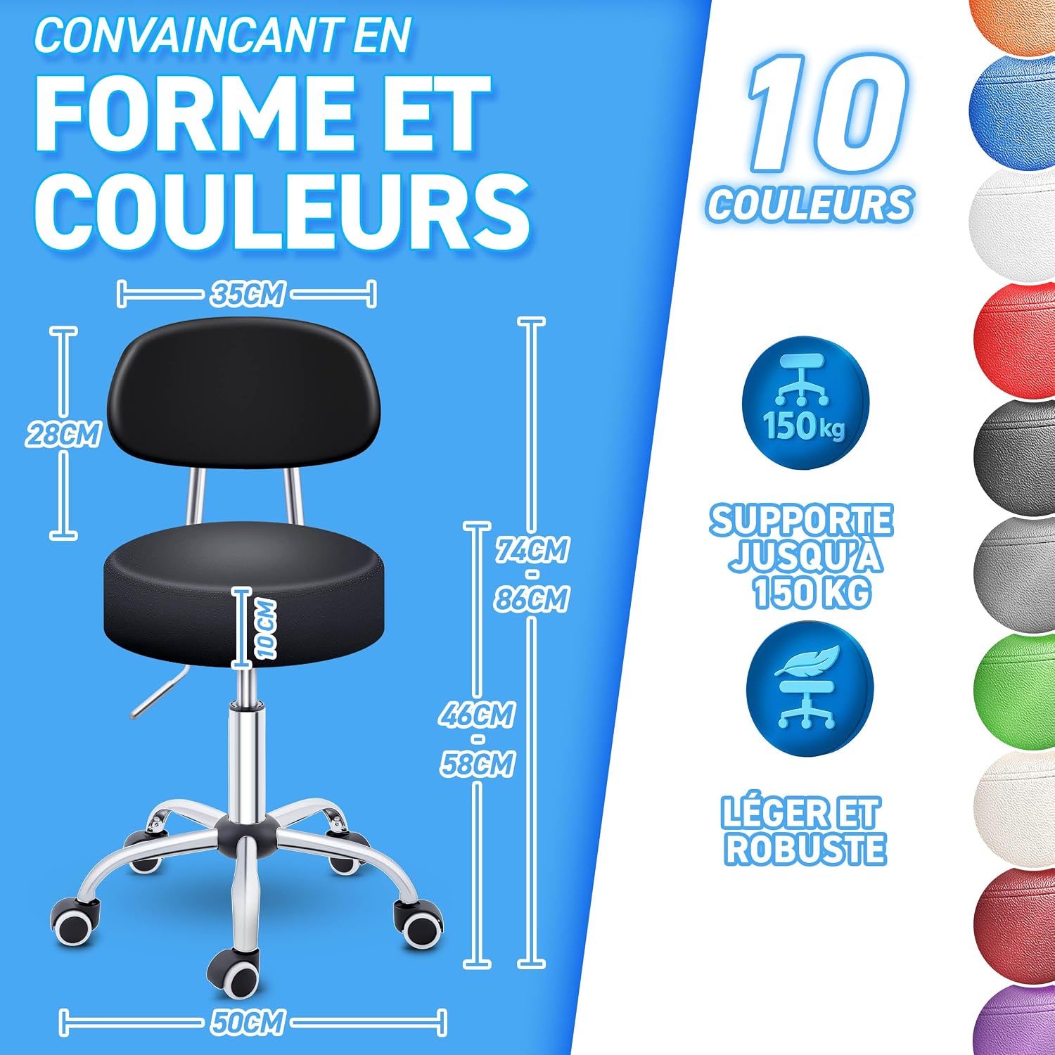 Detalle 2 de TRESKO Tabouret de travail 47–60 cm