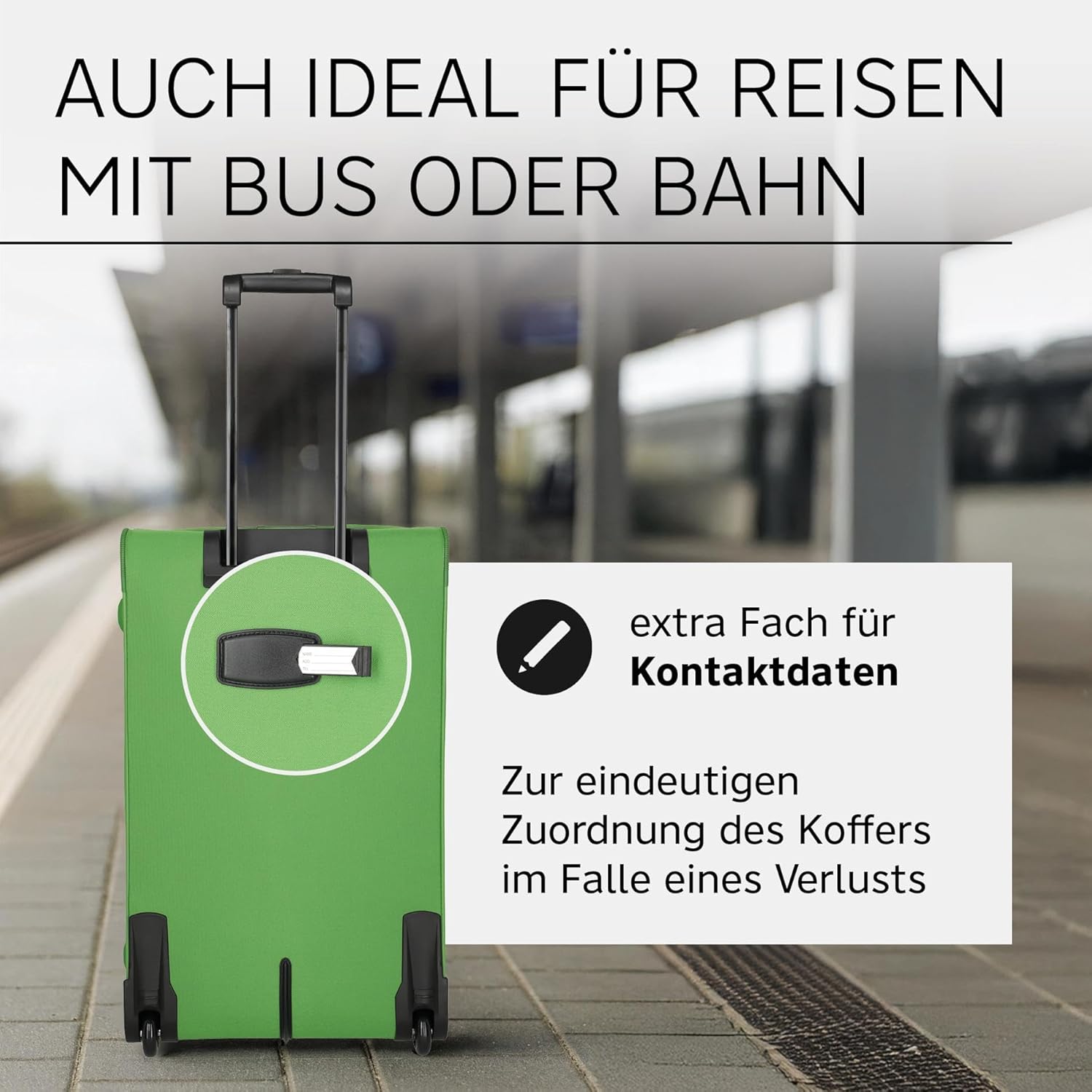 Detalle de paklite Reisekoffer Orlando (M) mit 2 Rollen – Weichschalen-Trolley, 63 cm, 58 Liter