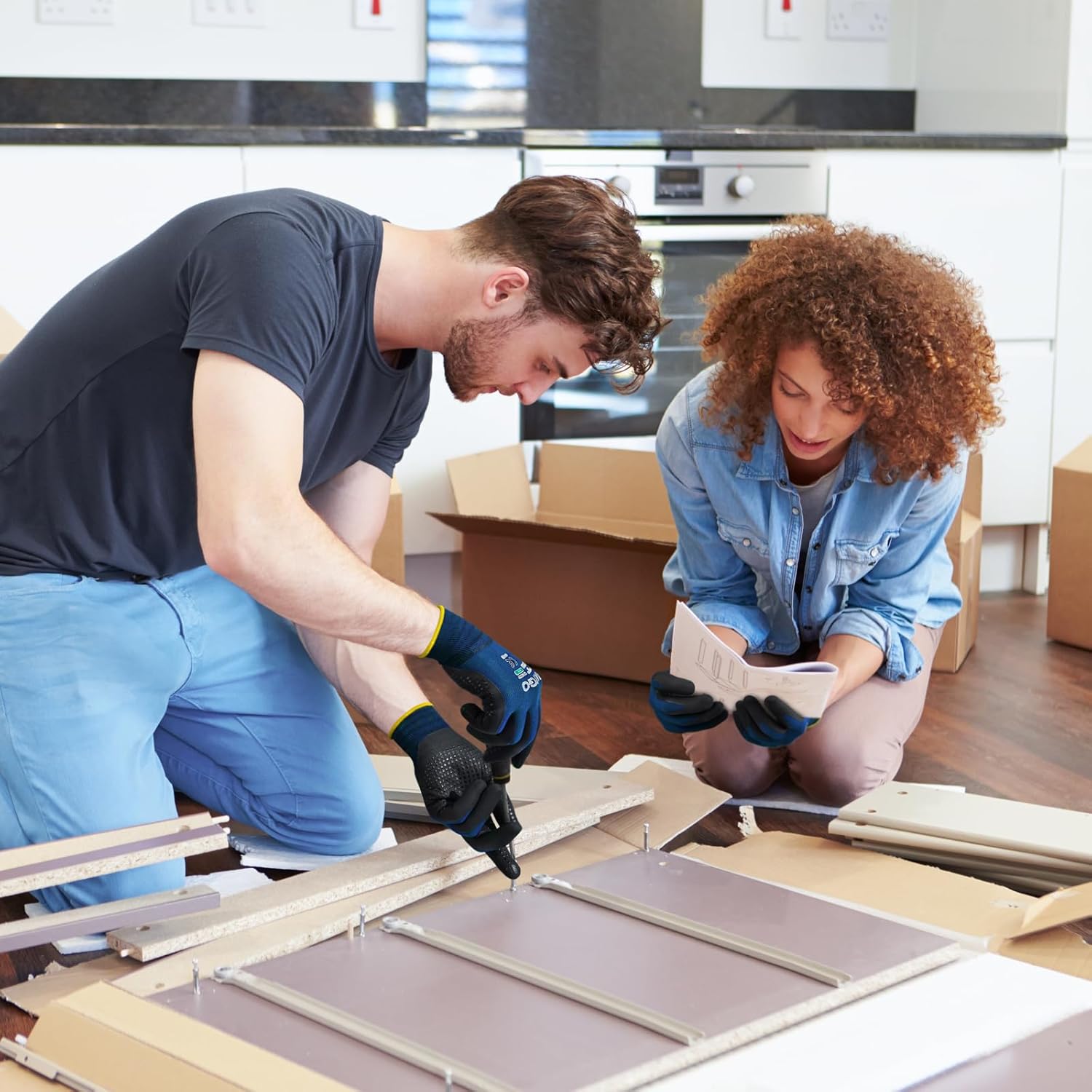 Thumbnail 3 de KAYGO KG19N: 3 Paar Arbeitshandschuhe mit Nitril-Beschichtung und Grip-Noppen (Navy, L, Größe 9)