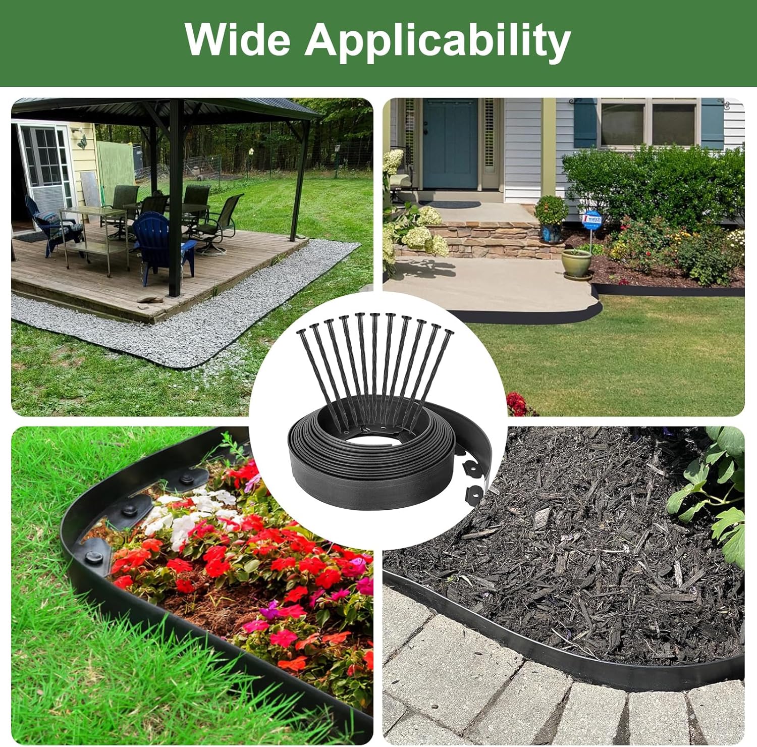 Detalle 2 de 12-Meters No-Dig Garden Edging Border with 40 Ground Stakes – 5cm Tall