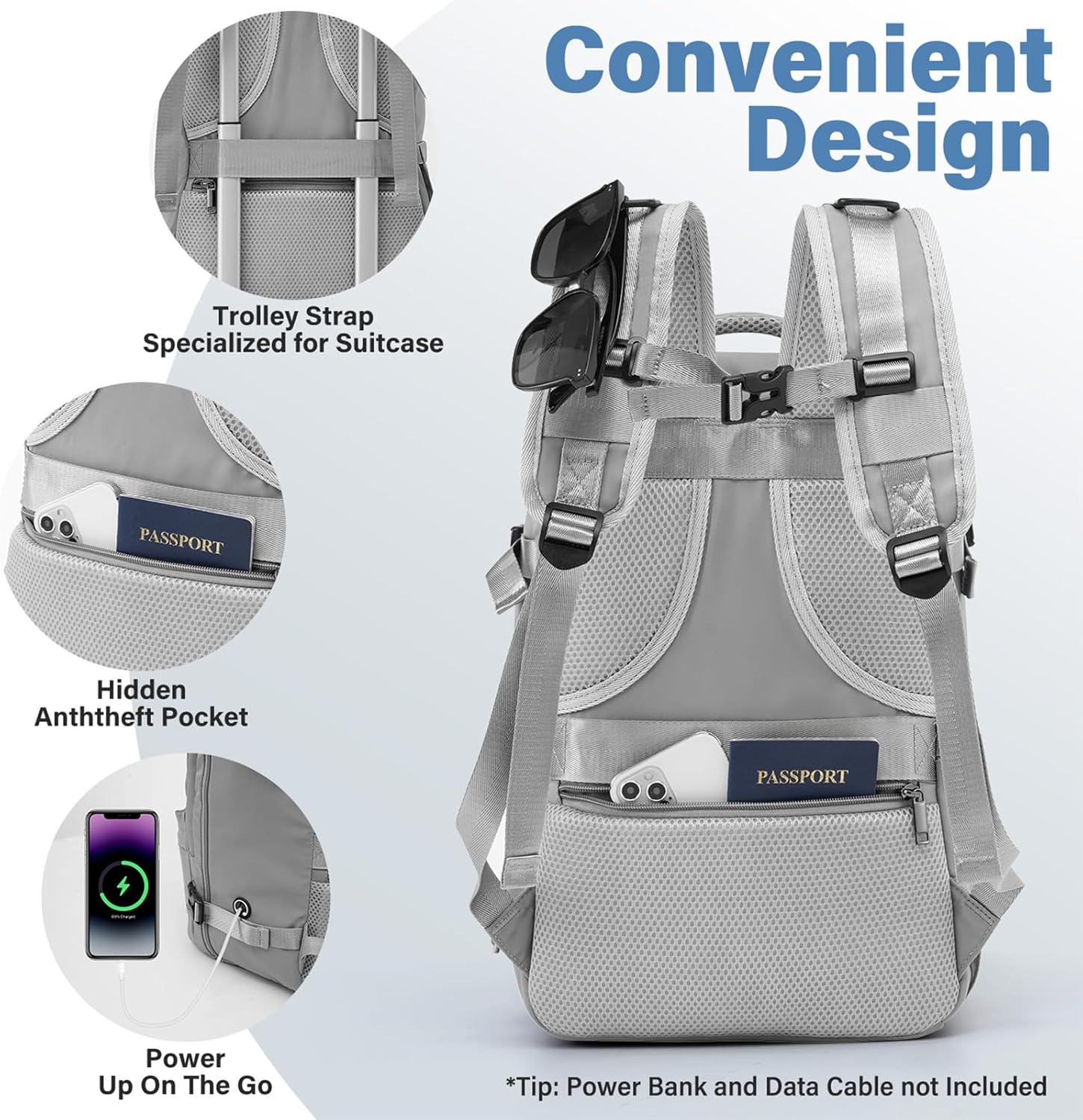 Thumbnail 4 de COOLIFE Cabin Suitcase 55X40X20cm + 20L Cabin Backpack: Practical Cabin Duo for Europe Travel