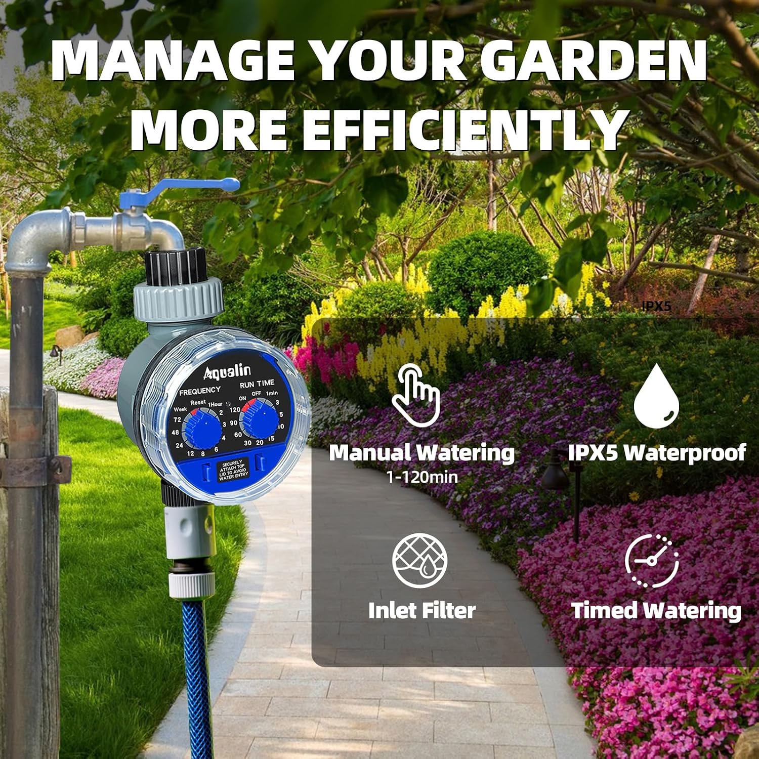 Detalle 2 de Aqualin Water Timer: Automatic Garden Irrigation Timer for 3/4" Hose