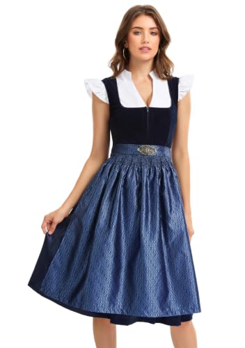 Detalle de Dirndl Damen Midi Dirndlkleid Lang Samt Trachtenkleid 3 Teilig von XIVIVII