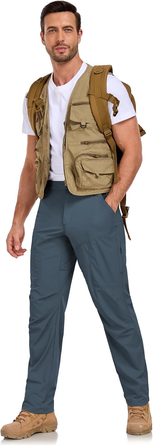 Thumbnail 5 de SPOSULEI Mens Lightweight Cargo Hiking Pants: 6-Pocket Water-Resistant Outdoor Trousers