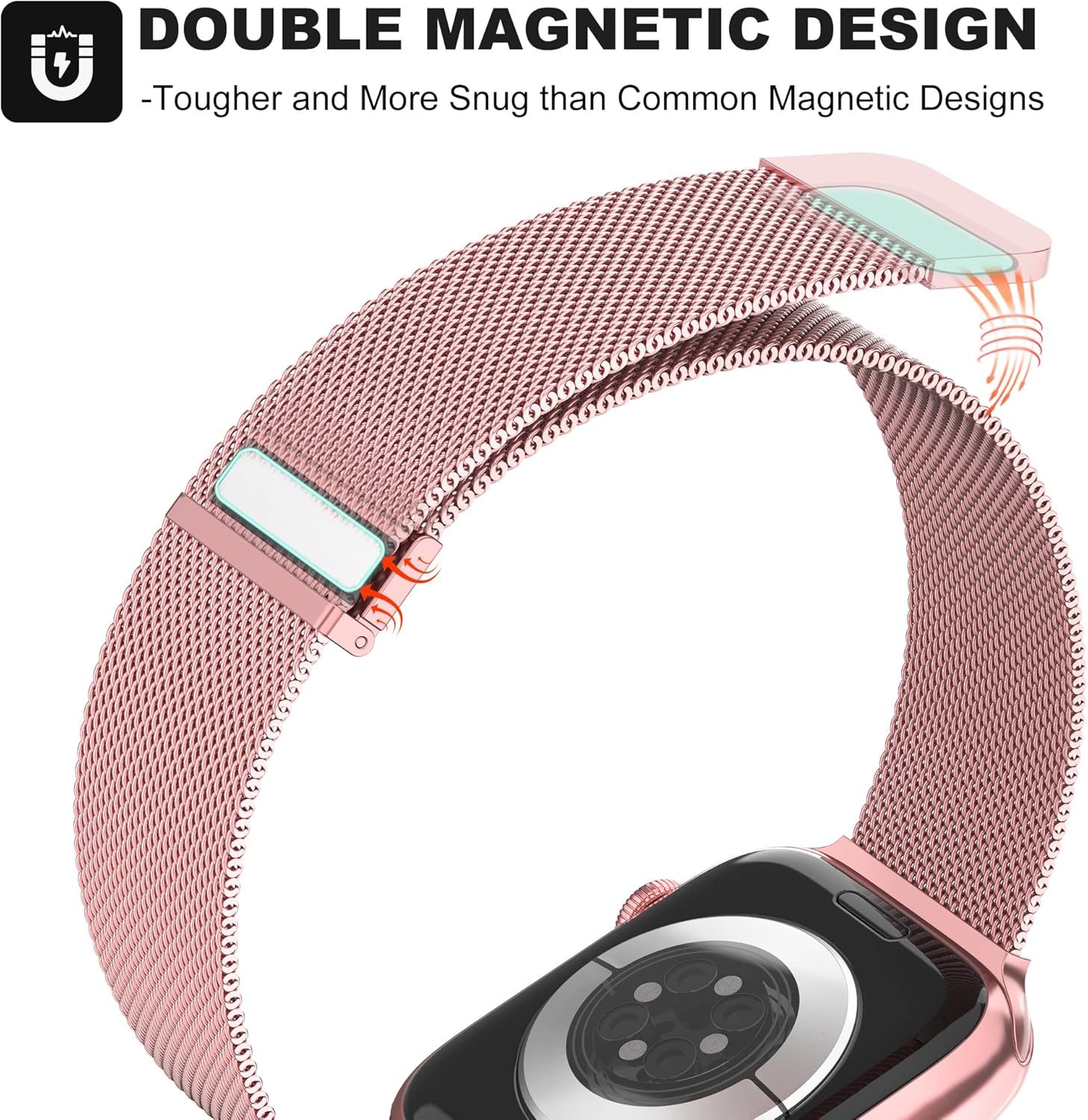 Thumbnail 3 de Higgs Metal Strap for Apple Watch (Rosepink) – Dual Magnetic Adjustable Replacement Band