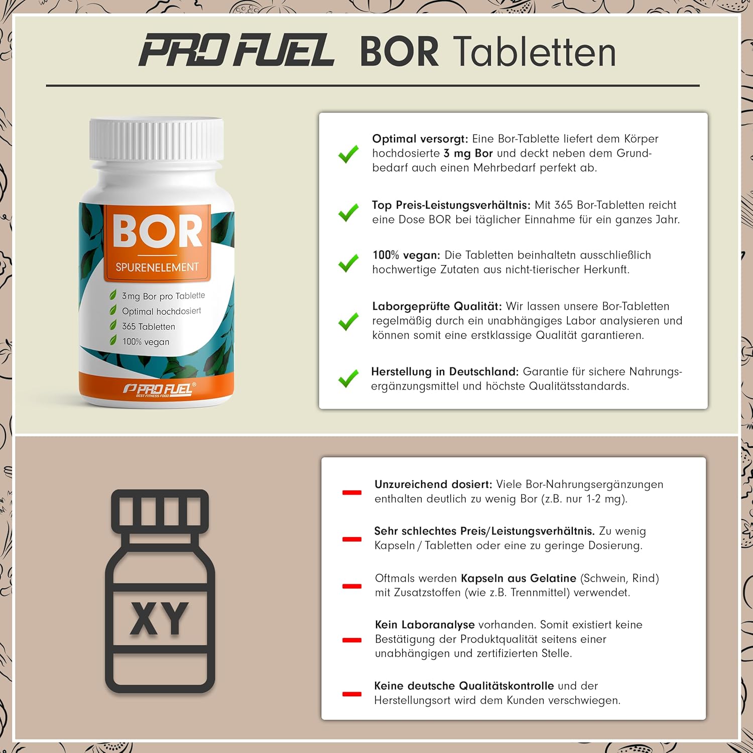 Detalle de Bor Tabletten 3 mg, 365er Jahresvorrat