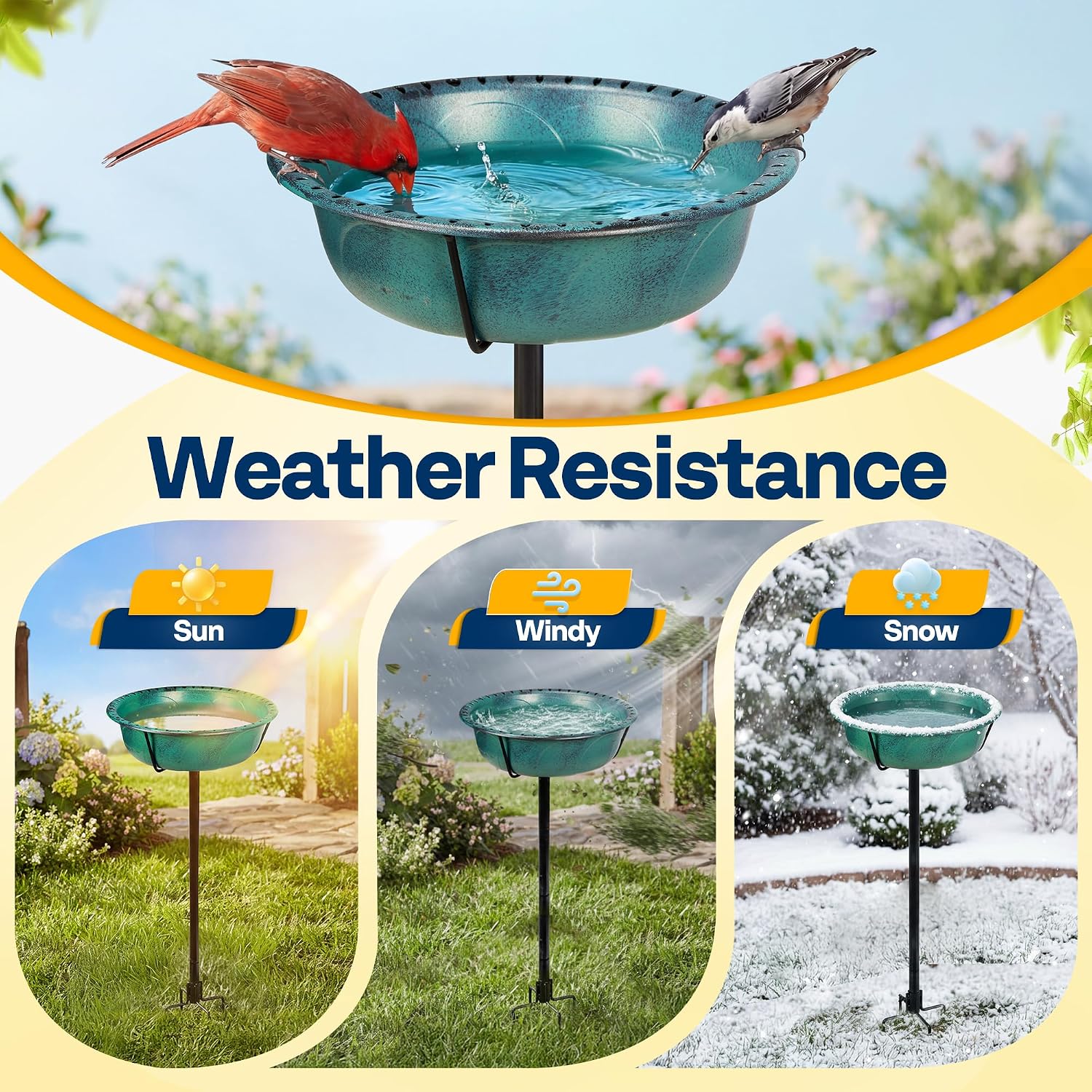 Detalle de VIVOHOME Bird Bath 13-Inch Bowl