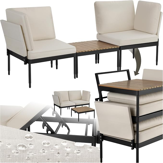 TecTake® Conjunto de Jardín 5 en 1 🌿 Muebles y Cojines Impermeables