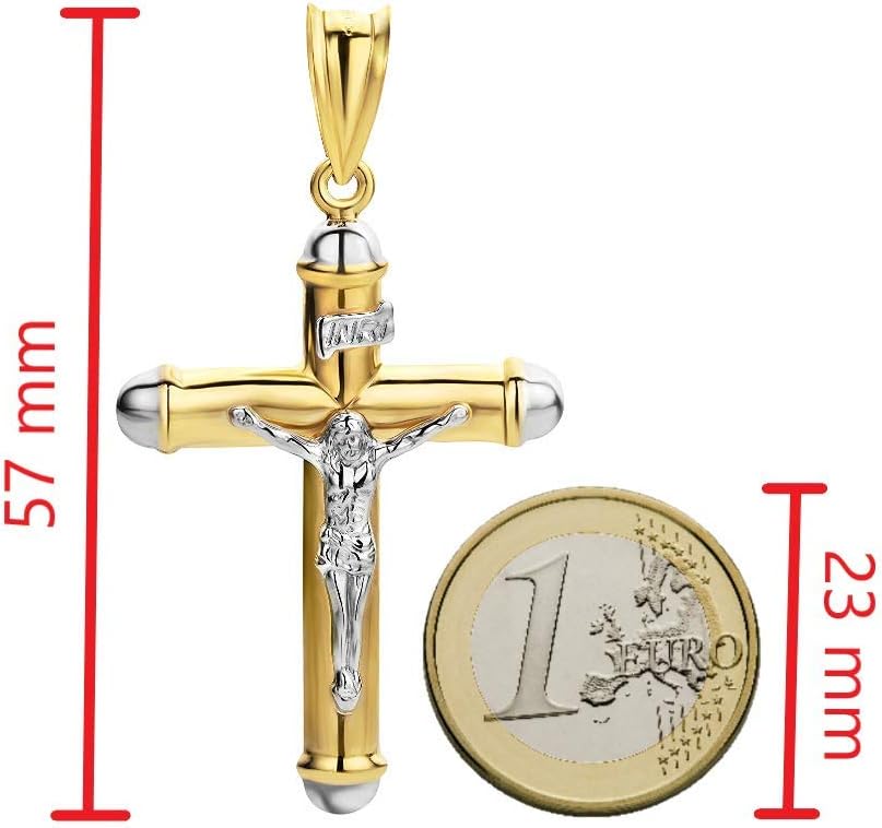 Detalle 1 de Ciondolo Croce Oro Giallo 18K 750 a Forma di Croce con Gesù, 57 x 32 mm – Princípios Jewels