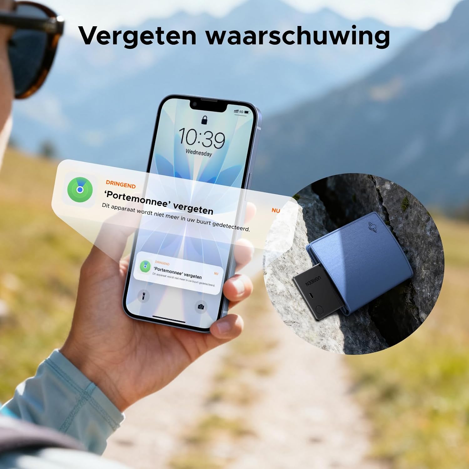 Thumbnail 6 de UGREEN FineTrack Slim trackerkaart met draadloos opladen, IP68 en Apple Zoek mijn