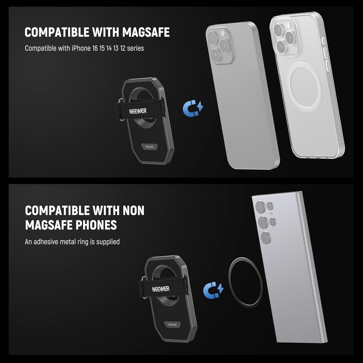Thumbnail 1 de NEEWER Magnetic SSD Mount with Upgraded Touch Fastener (MagSafe-compatible) for iPhone 15/16 Pro & Pro Max