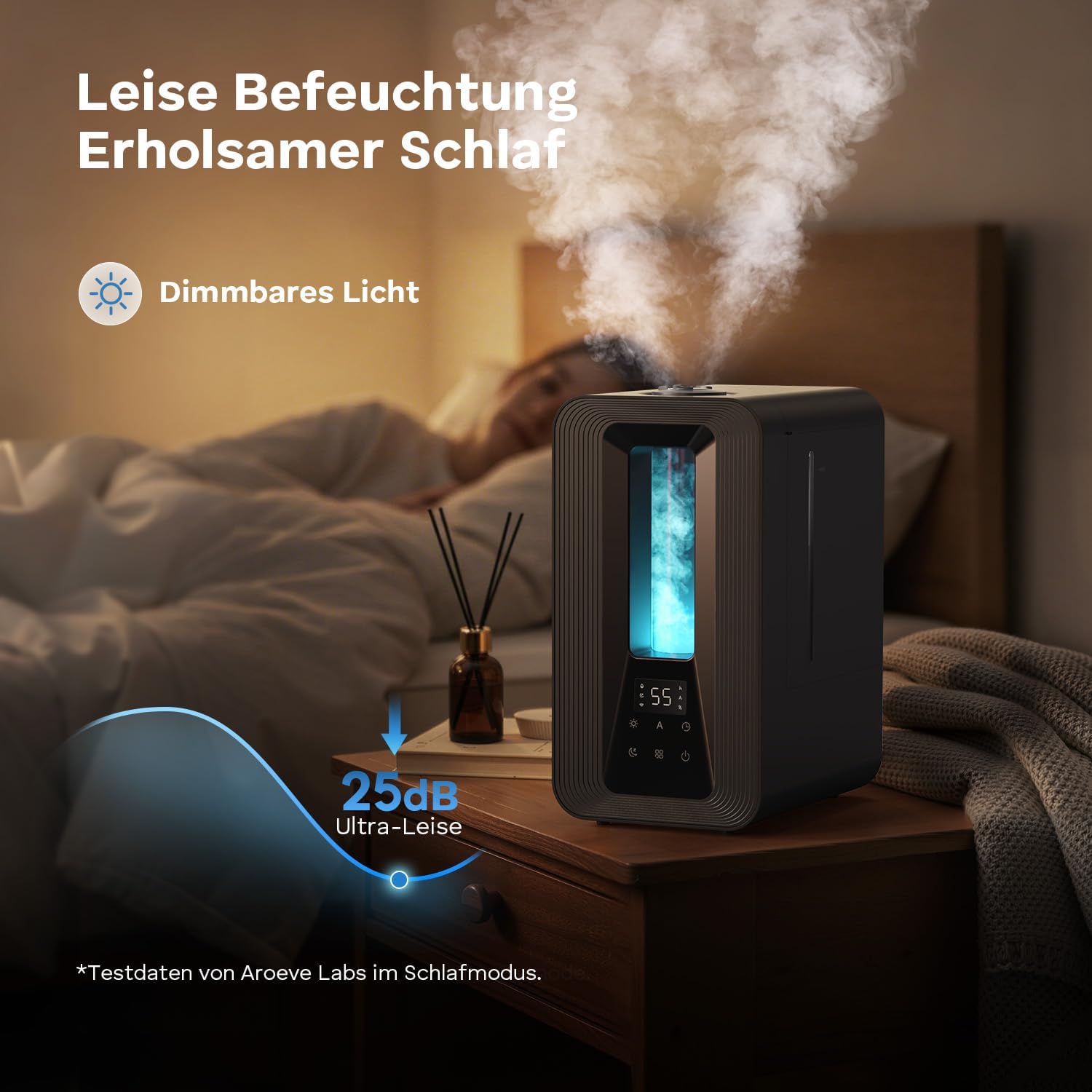 Thumbnail 3 de AROEVE 5L Top Fill Luftbefeuchter für Schlafzimmer – Ultraschall-Kühle Nebel mit Smart Hygrostat, Nachtlicht & Aroma